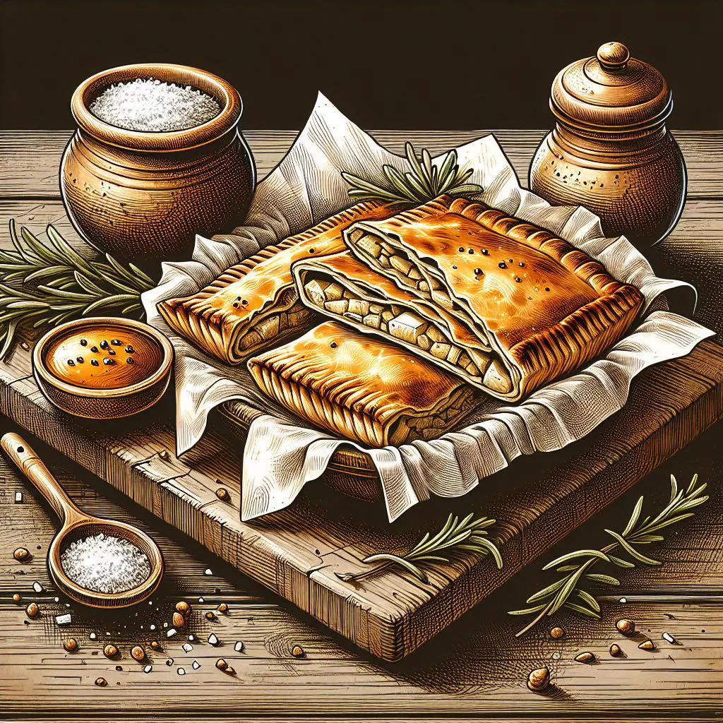 Golden baked byrek pastry cut into pieces with a spinach and feta filling