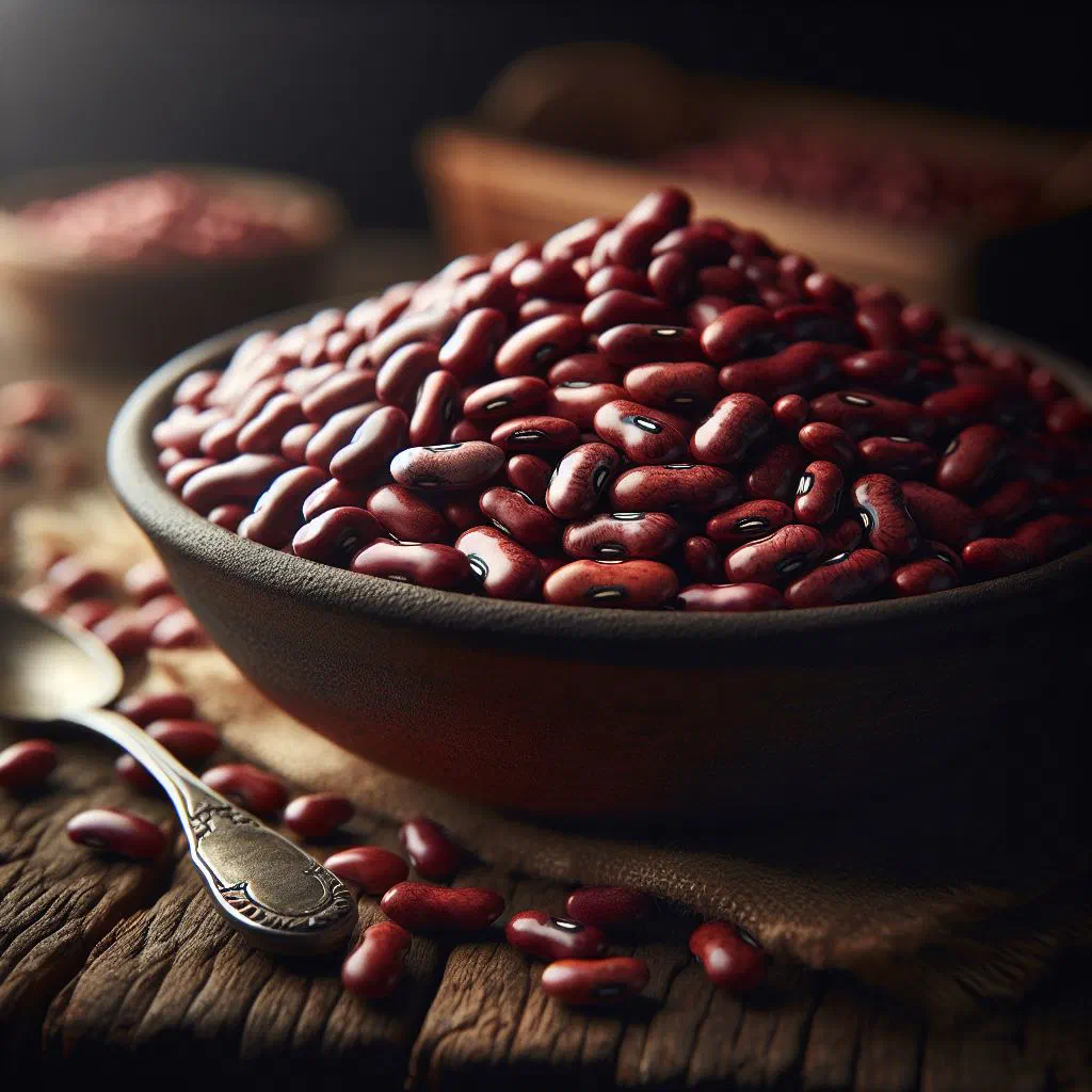 Bowl of Albanian red bean stew garnished with fresh parsley