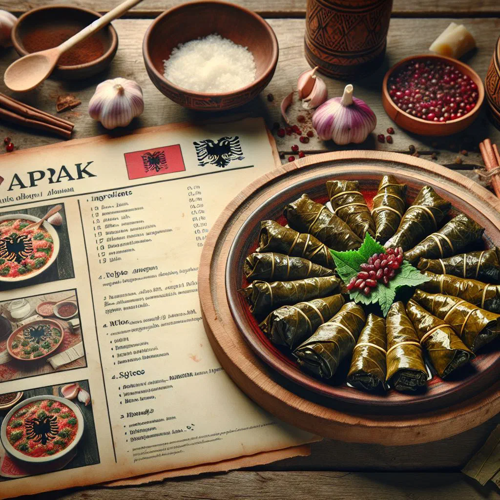 Stuffed vine leaves with rice and minced meat, garnished with fresh herbs
