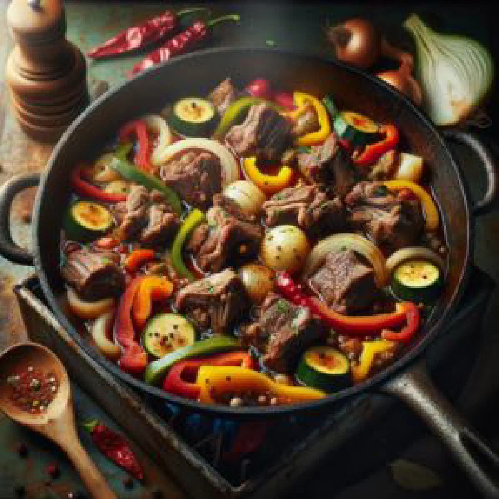 Roasted Albanian kukurec meat served with fresh vegetables