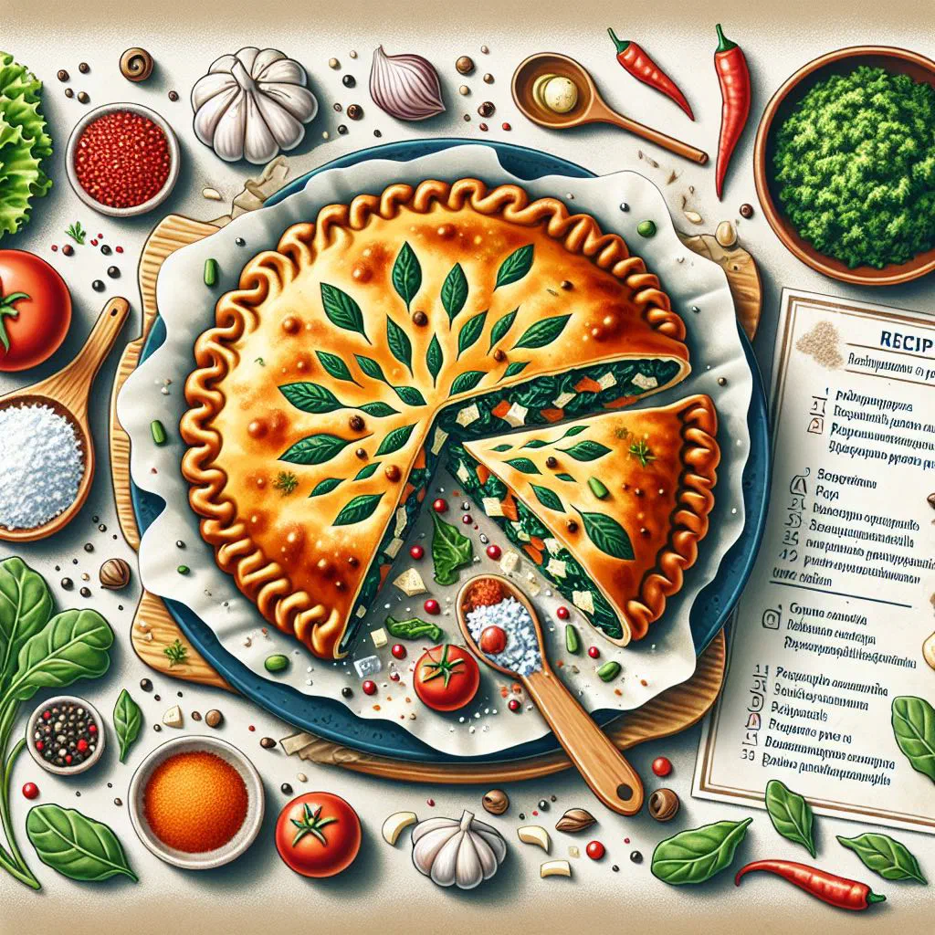 Golden baked Albanian lakror pastry filled with spinach and feta