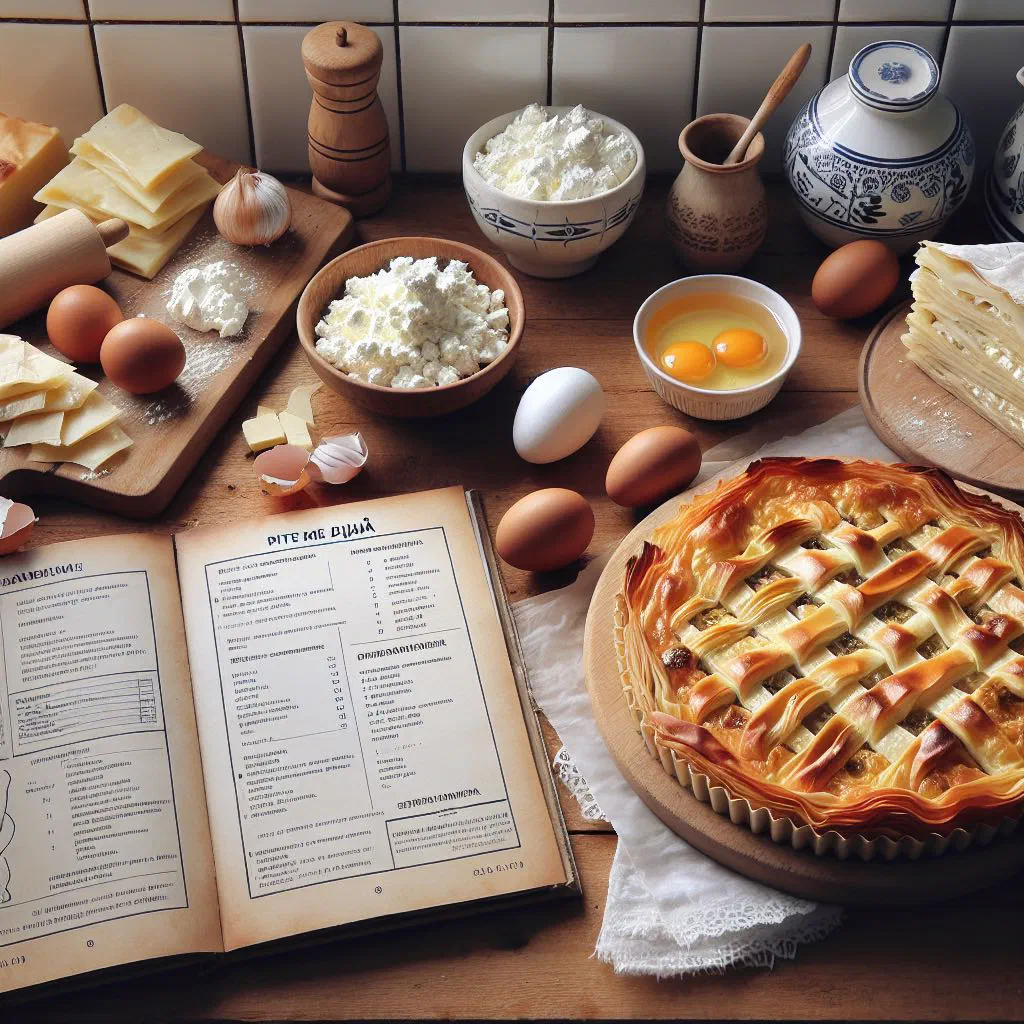 Golden Albanian cheese pastry filled with feta and fresh herbs