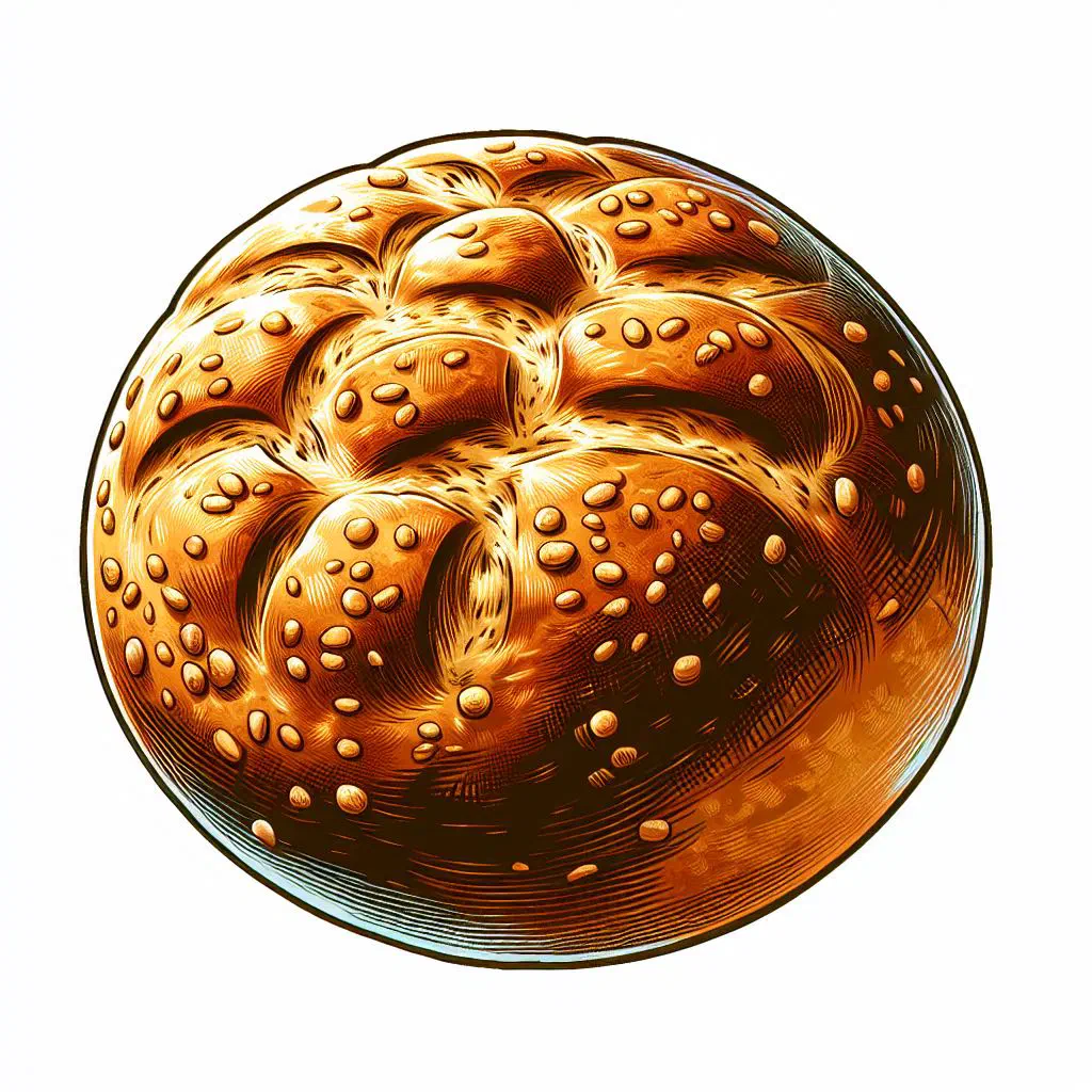 Round semolina flatbread Kesra Matlouh on a plate with olive oil