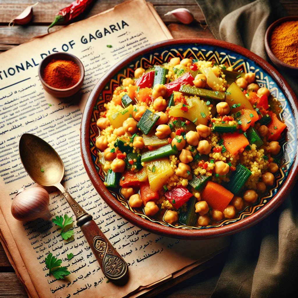 Ziraoui stew with tender meat and vegetables in a rustic bowl