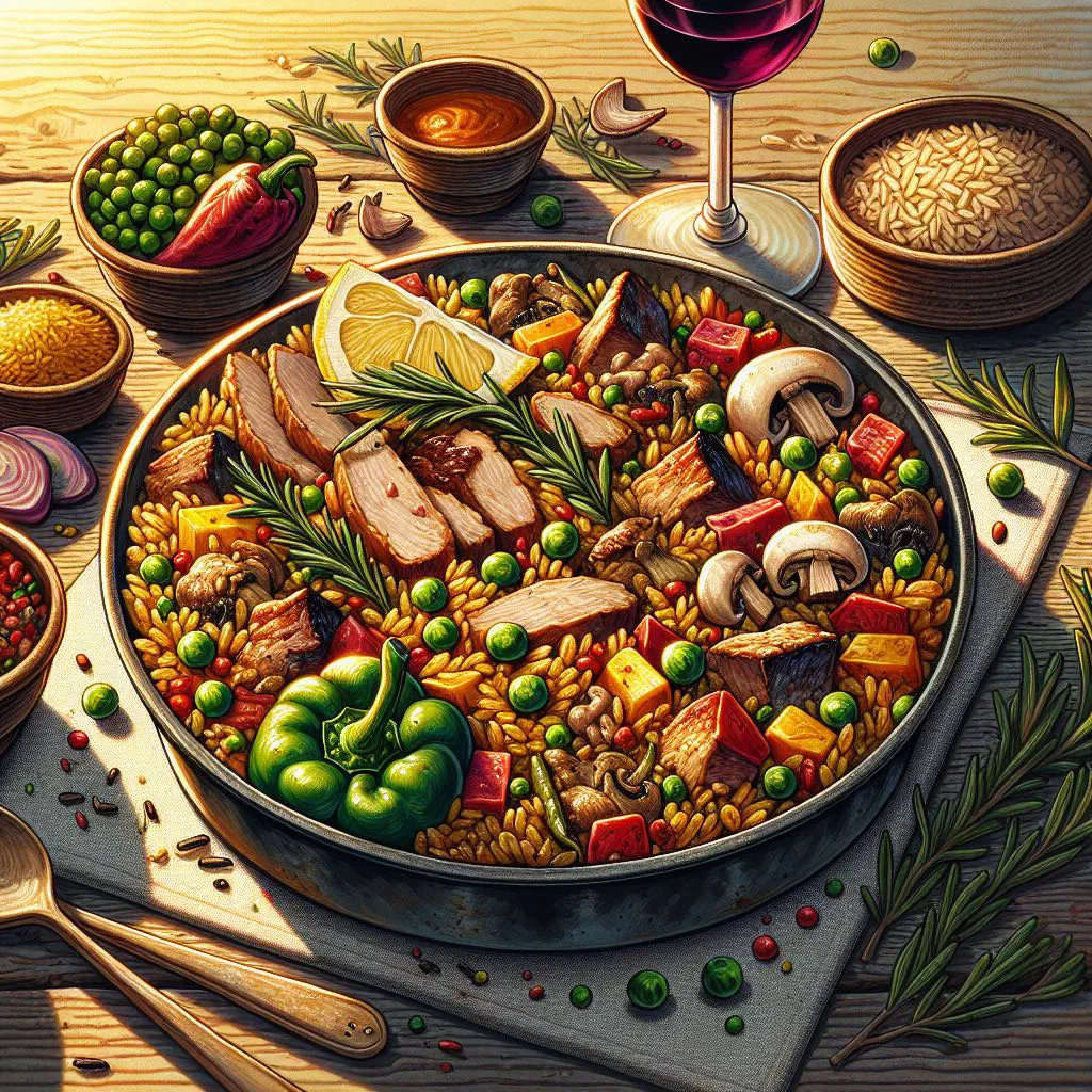 A bowl of Andorran mountain rice with meat, carrots and green beans
