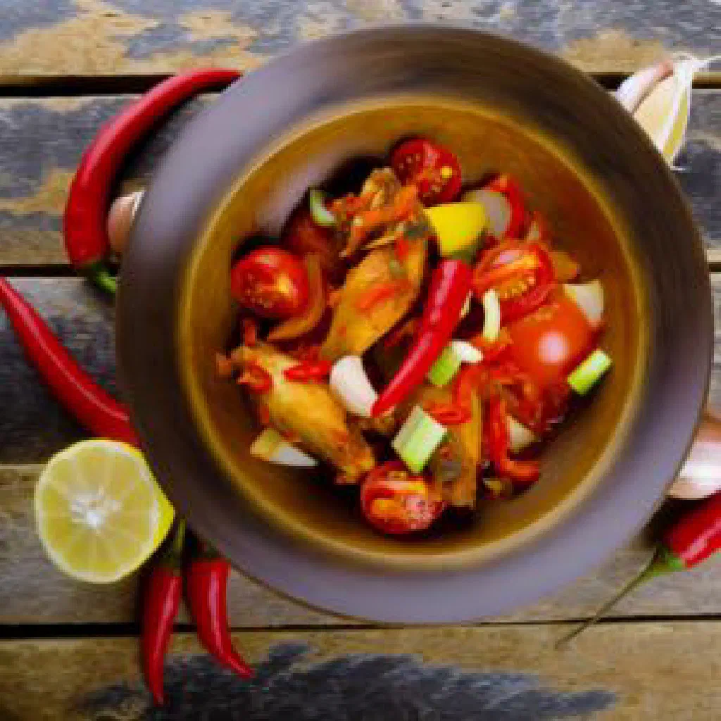 Angolan jinguinga seafood stew with prawns, peppers and fresh coriander