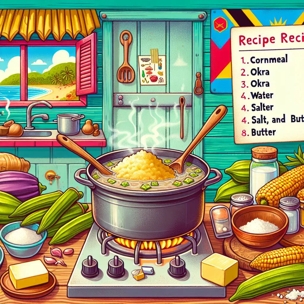 Creamy Antiguan fungi made from cornmeal and okra, served warm in a bowl