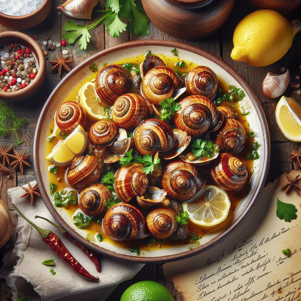 Whelks in a golden garlic butter sauce with lemon and parsley