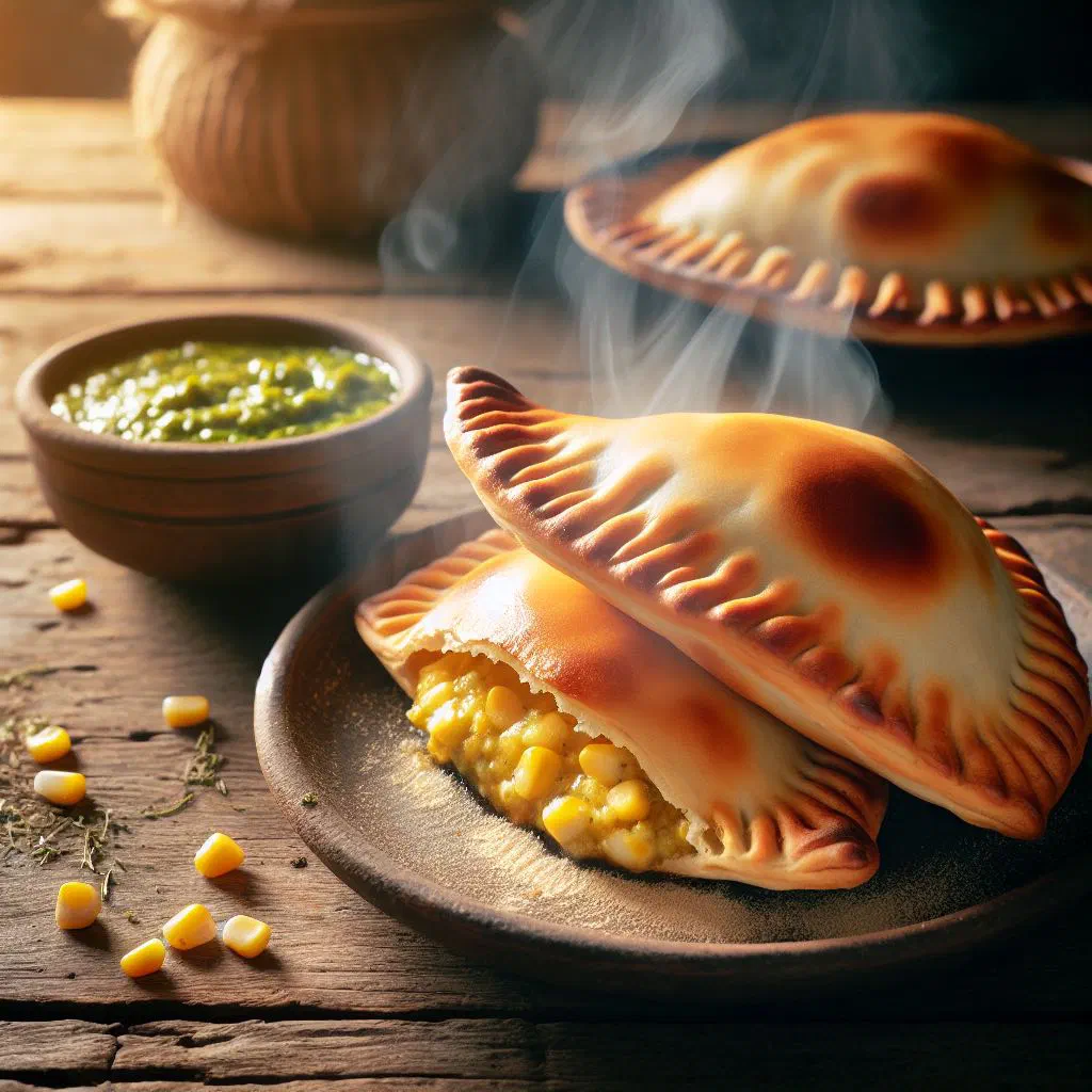 Golden baked empanadas de humita filled with sweetcorn and cheese