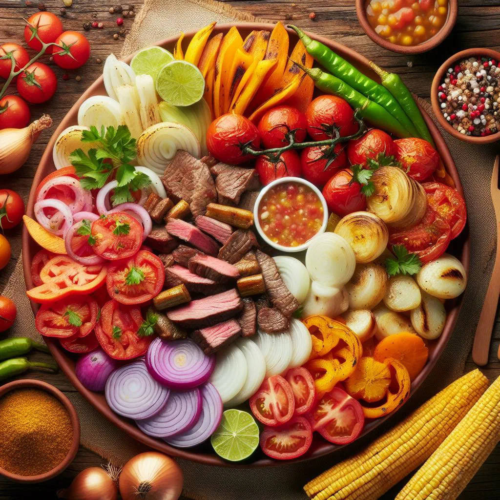 Argentinian picada criolla platter with cured meats, cheese, olives and crusty bread
