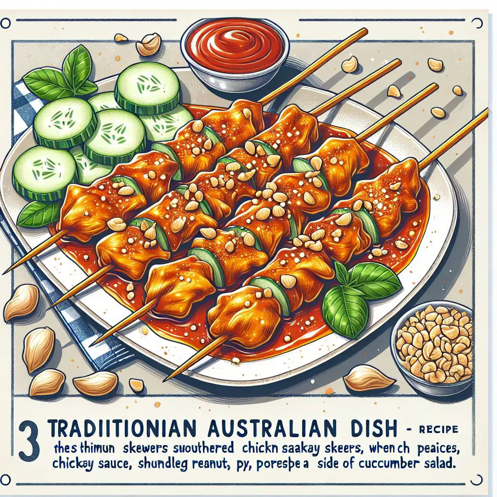 Grilled chicken satay skewers with peanut sauce and fresh coriander