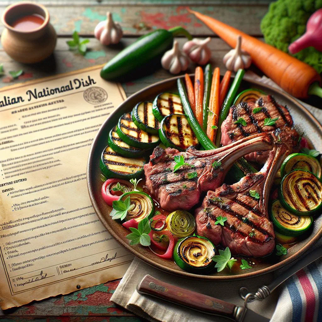 Grilled lamb chops with rosemary, garlic and lemon slices