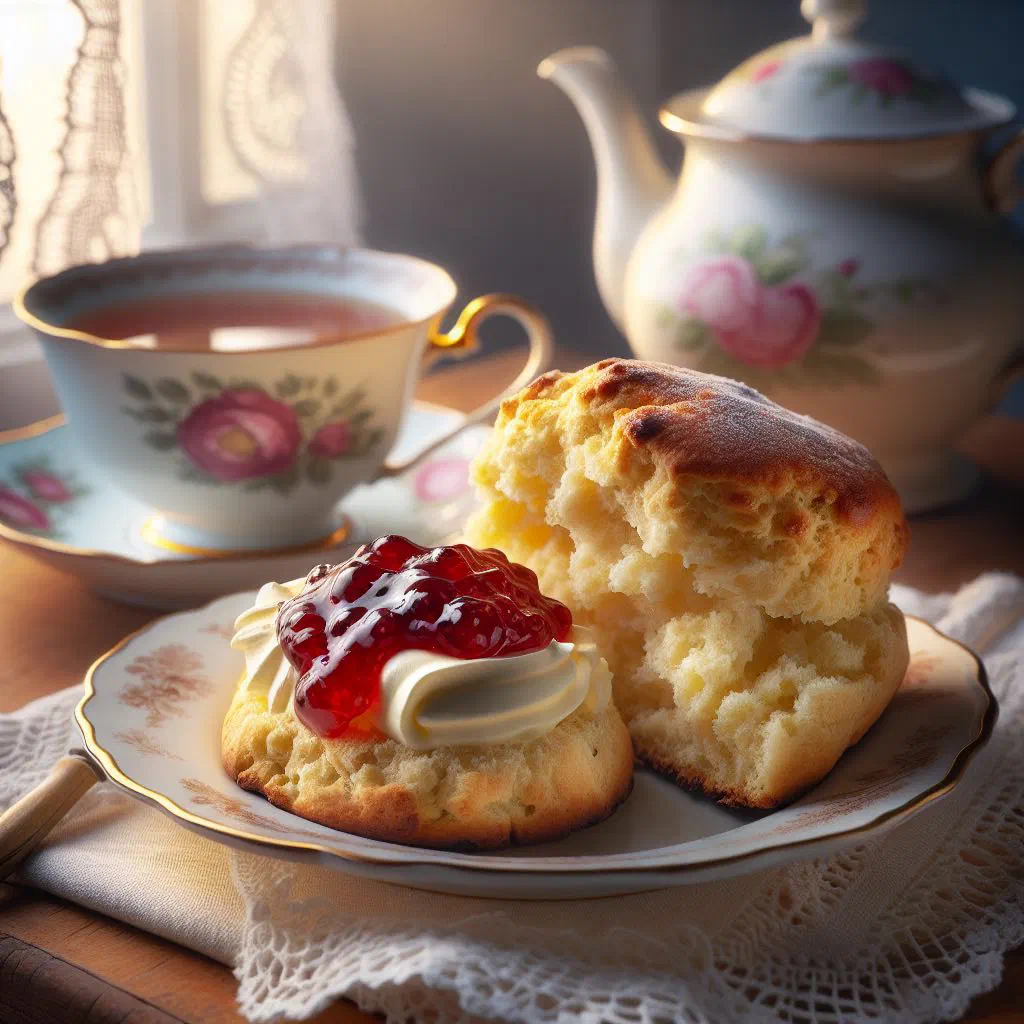 Freshly baked Australian scones served with jam and cream