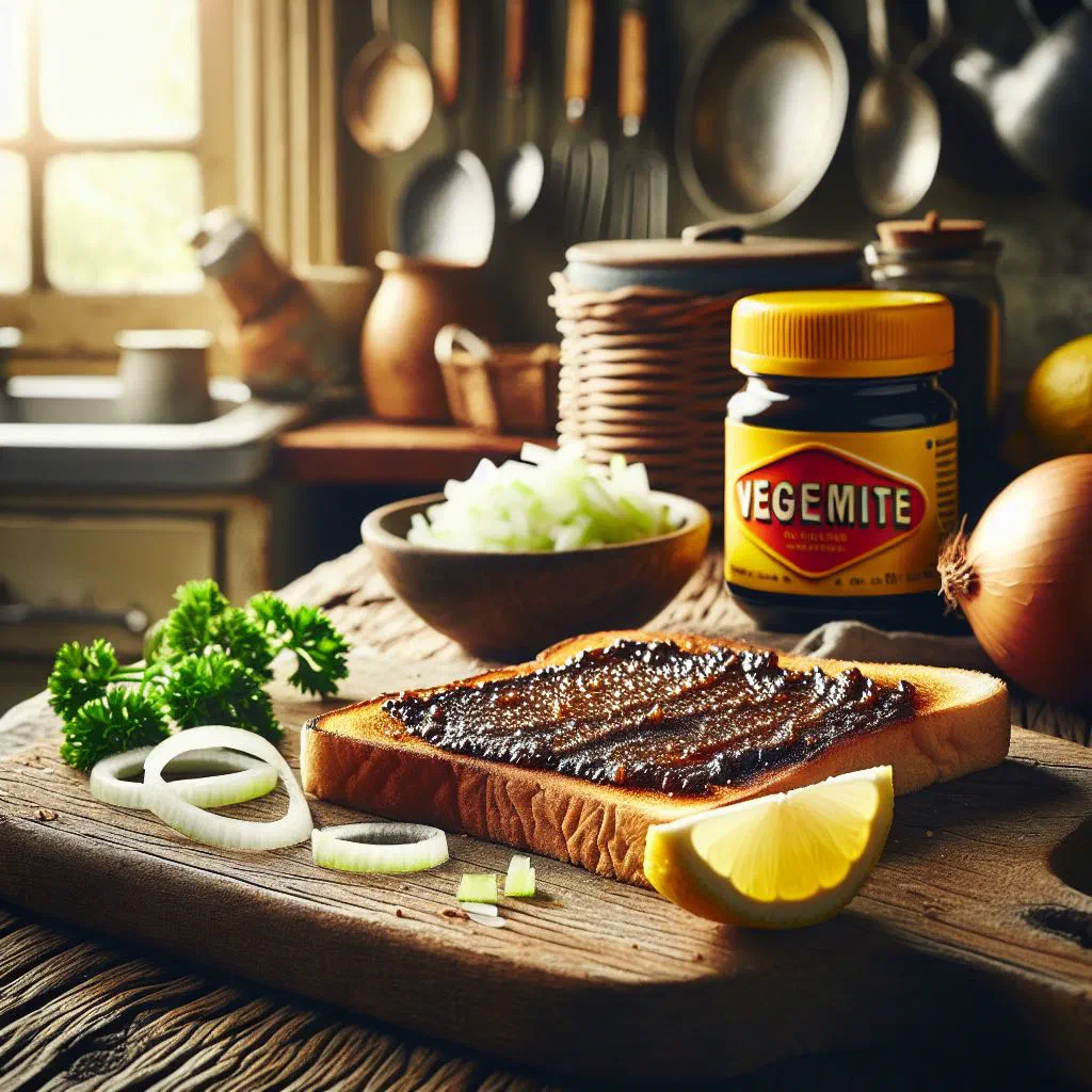 Slices of buttered toast spread with dark Vegemite