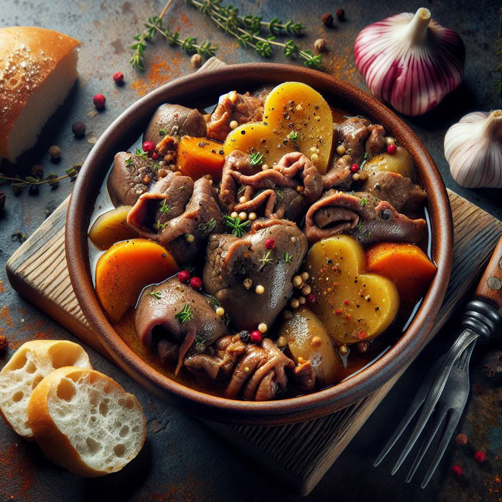 Creamy Viennese beuschel ragout served with a bread dumpling