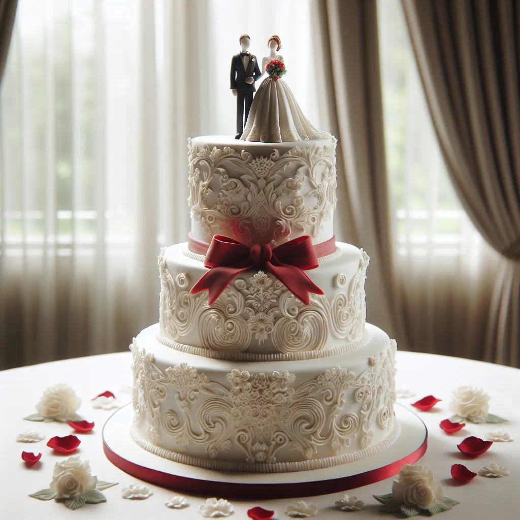 Burgenland wedding cake topped with jam and a dusting of icing sugar