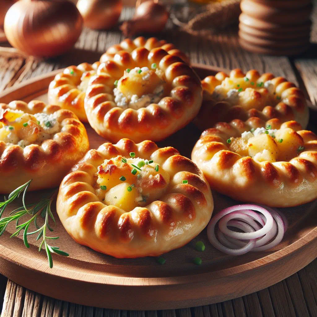 Golden fried Ennstaler Steirerkrapfen pastry pockets on a rustic board