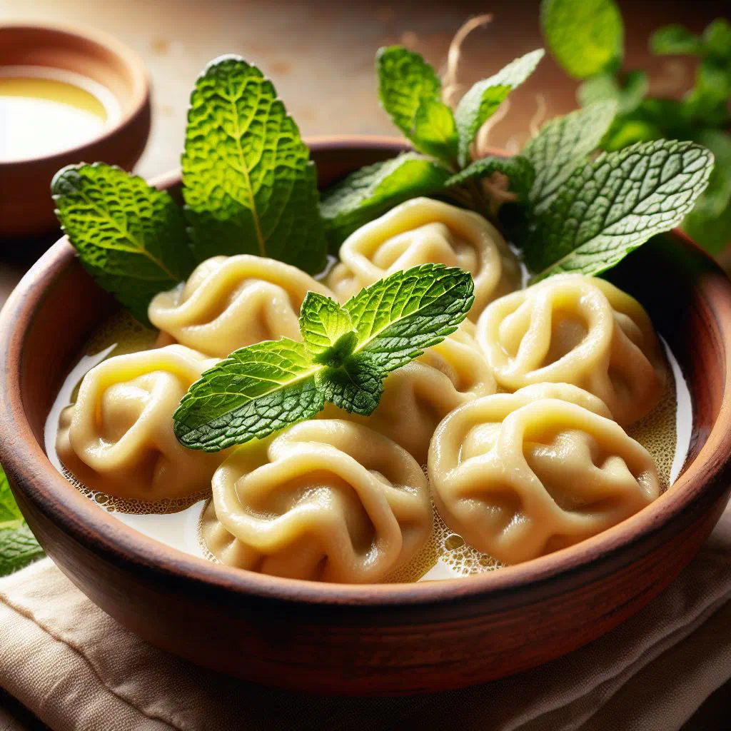 Austrian kasnudeln pasta pockets filled with quark and fresh mint
