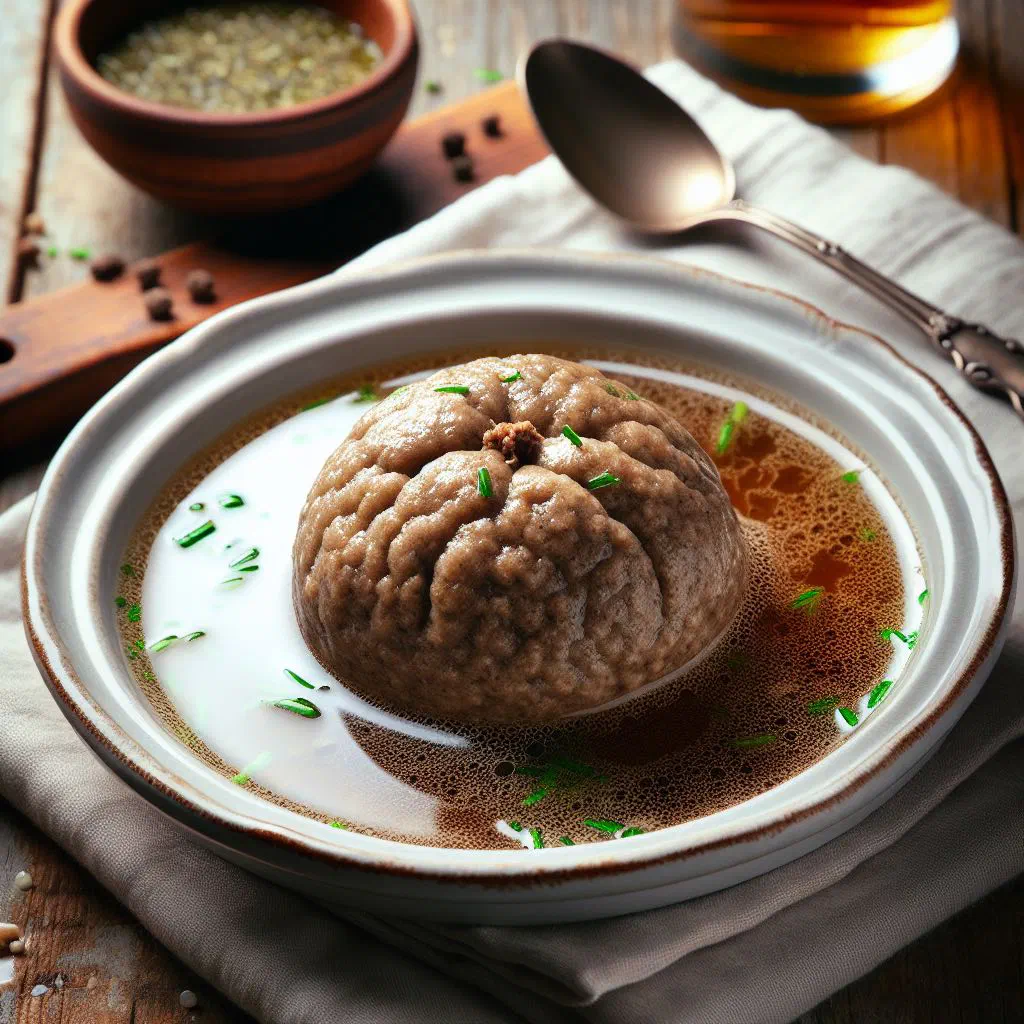 Austrian liver dumplings garnished with fresh parsley
