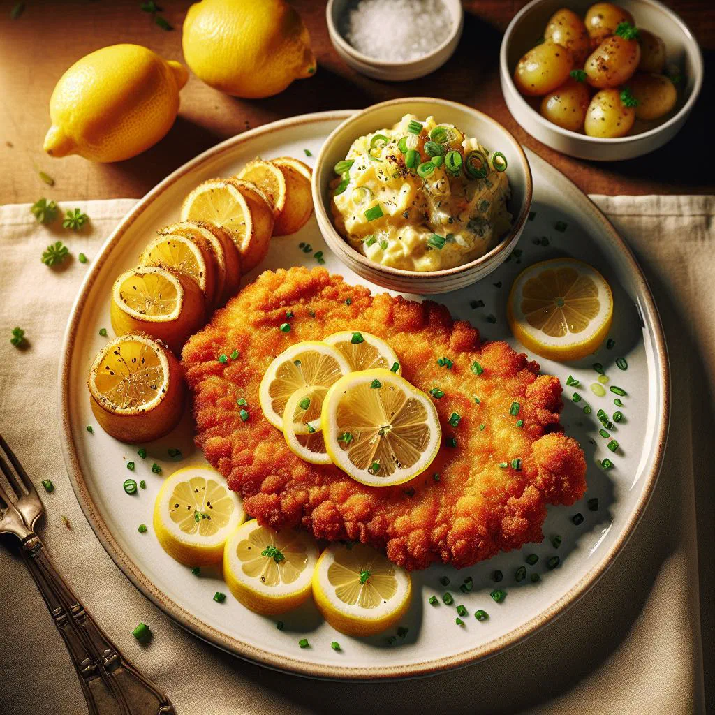 Naturschnitzel veal escalope in a light pan sauce garnished with parsley