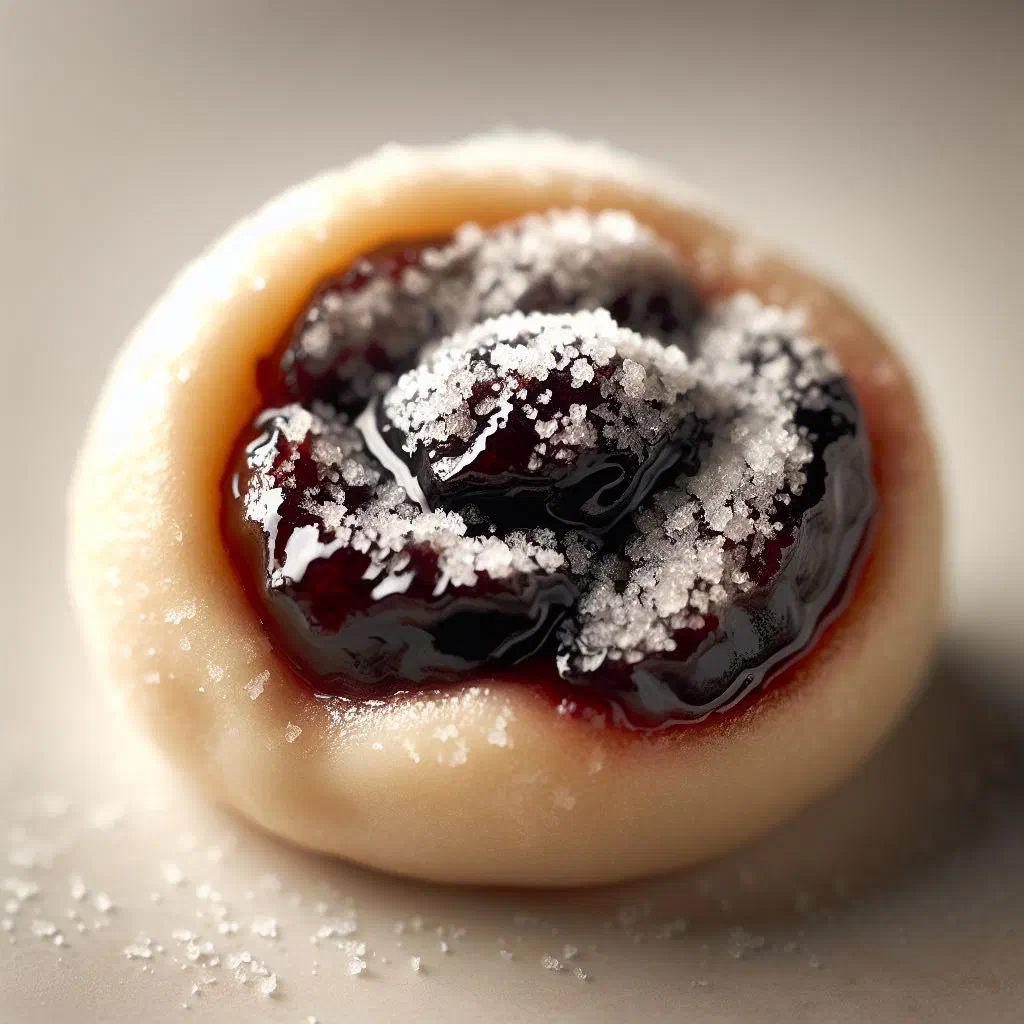 Powidltascherl plum jam pockets dusted with cinnamon sugar