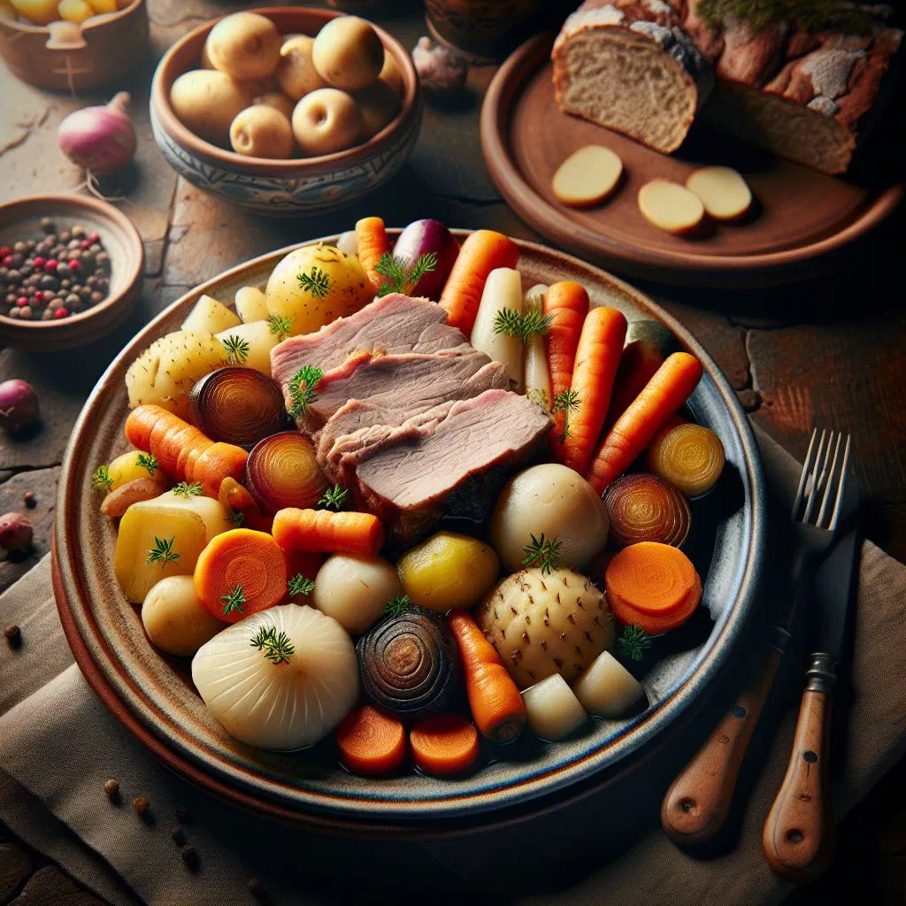 Styrian root vegetable pork with carrots and celeriac in a clear broth