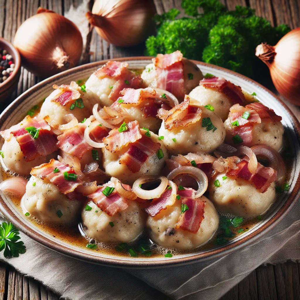 Upper Austrian bacon dumplings garnished with fresh parsley