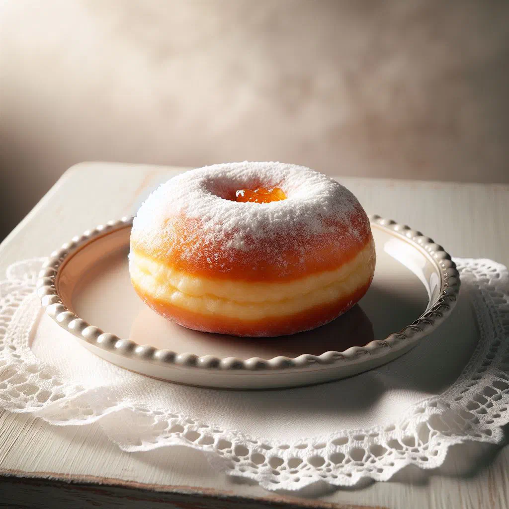 Golden Austrian wedding doughnuts dusted with icing sugar