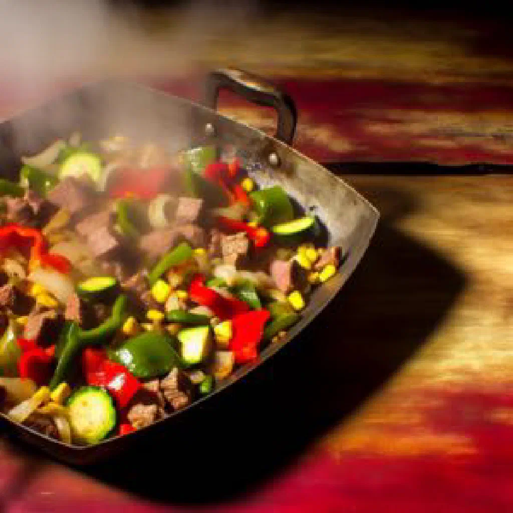 Ovdux served in a rustic bowl with tender meat, vegetables and fresh herbs