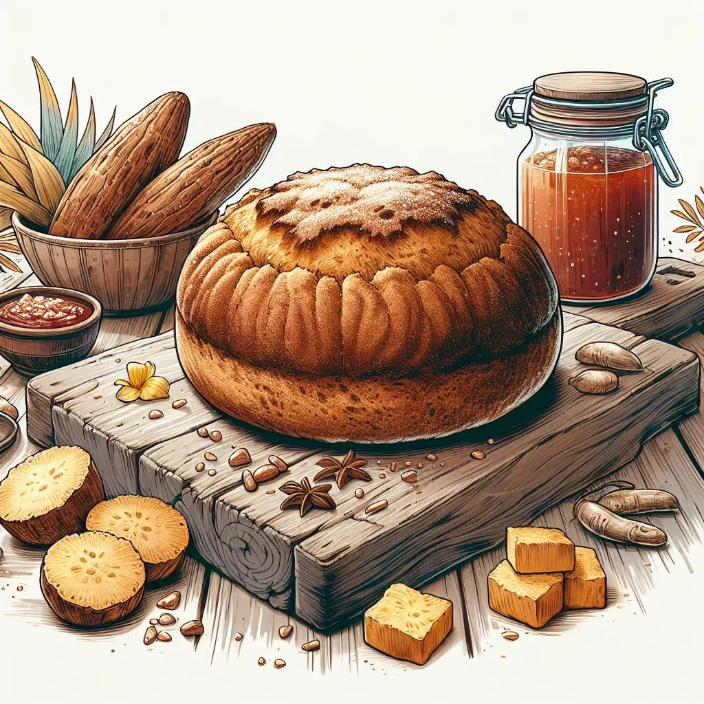 Sliced Bahamian cassava bread on a wooden board