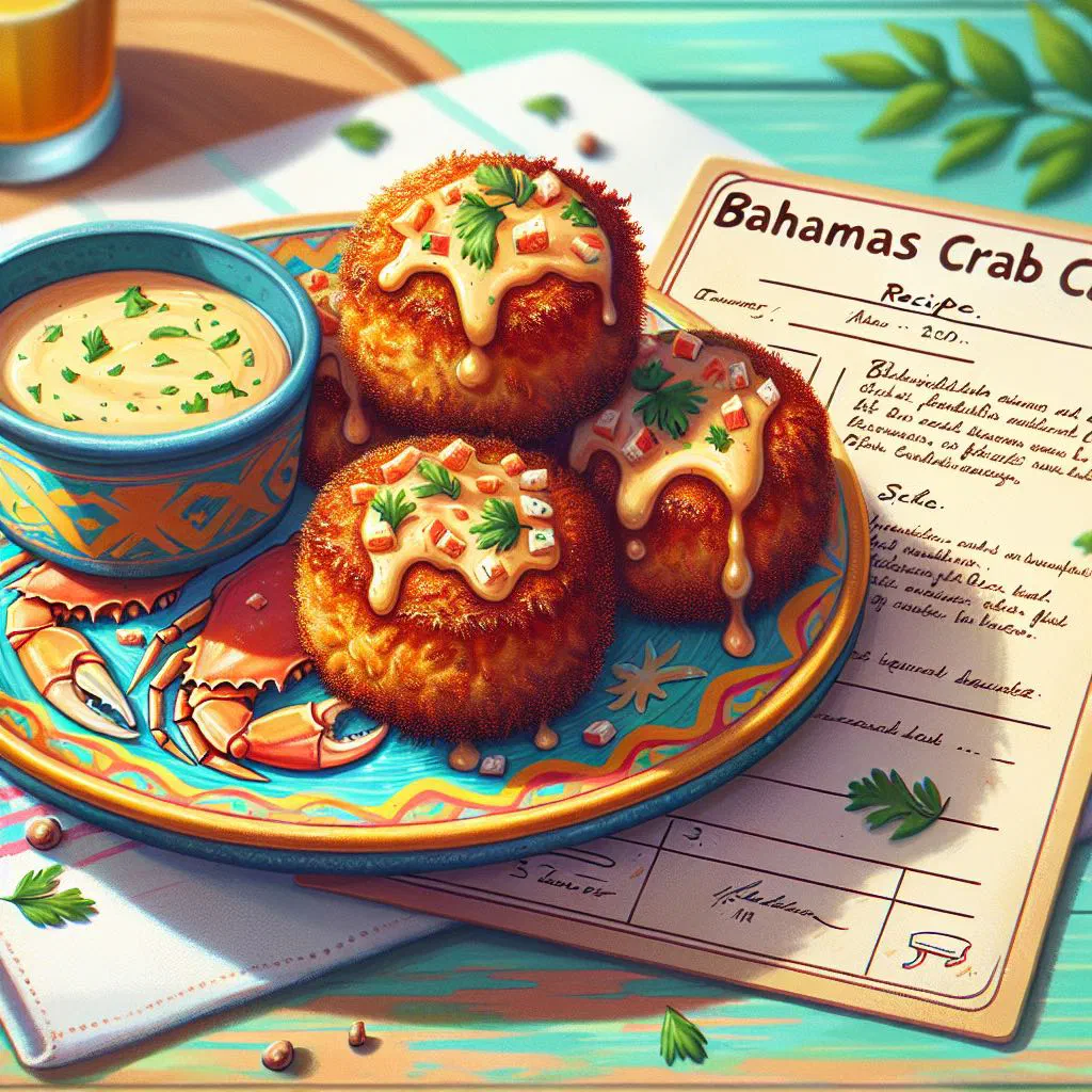 Golden pan-fried Bahamian crab cakes with lemon wedges