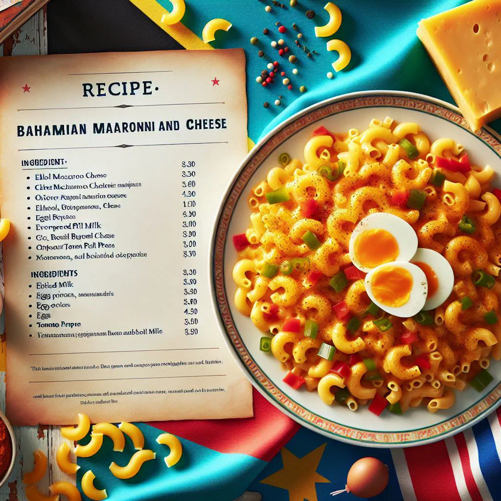 Baked Bahamian macaroni and cheese with a golden, crispy top
