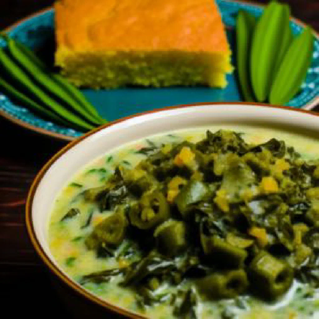 Bowl of creamy Bahamian callaloo made with leafy greens and coconut milk