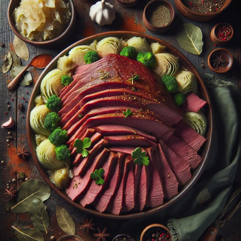 Bahamian corned beef simmered with peppers, onion and tomatoes