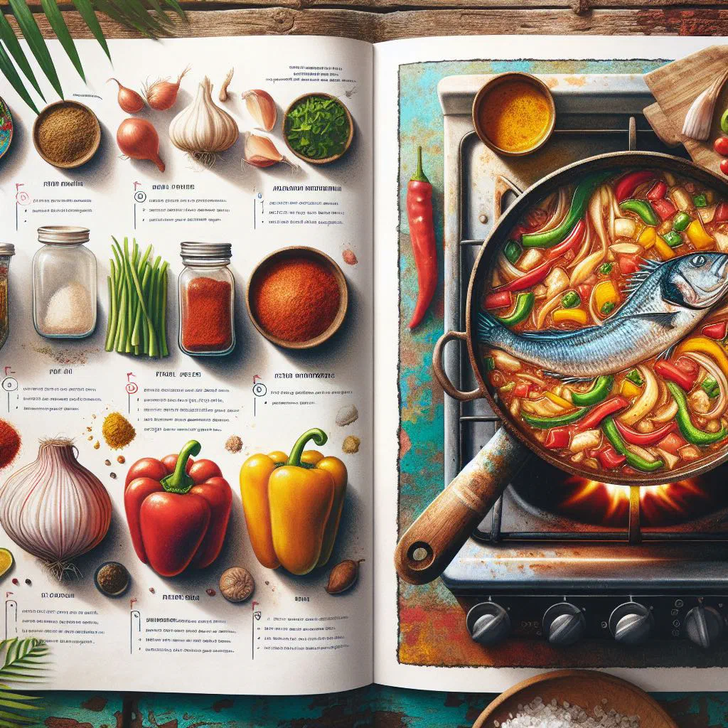 Bowl of Bahamian fish stew with tomatoes, herbs and lime
