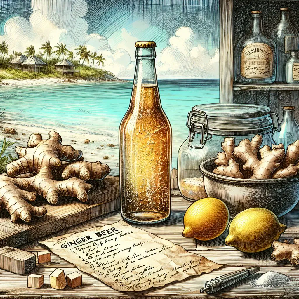 A glass of chilled Bahamian ginger beer with ice and lime
