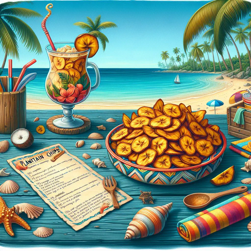 Golden, crispy plantain chips piled on a plate