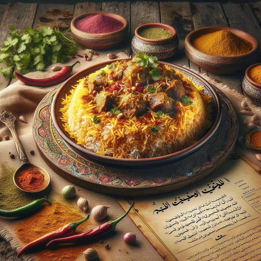 Bahraini biryani with spiced rice, tender meat and fresh coriander