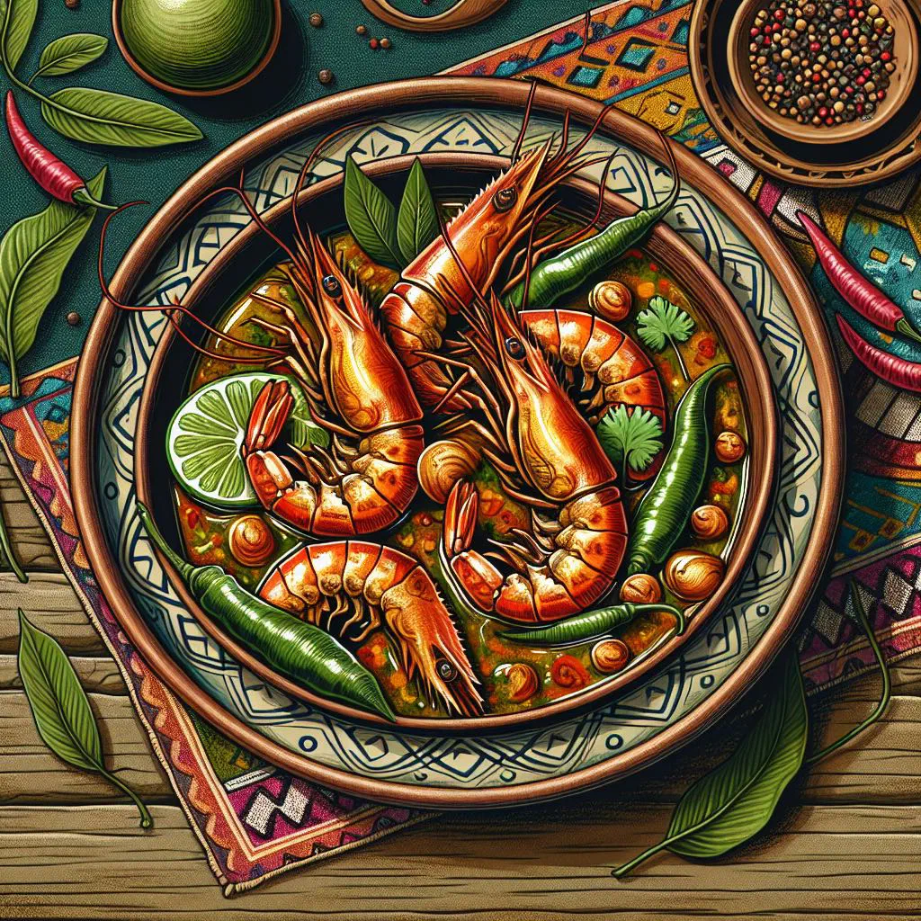Kacha lonka chingri prawns cooked with green chillies, garnished with coriander