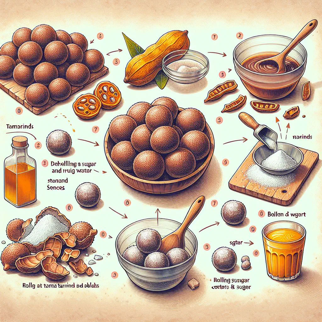 Bajan tamarind balls dusted with sugar in a small bowl