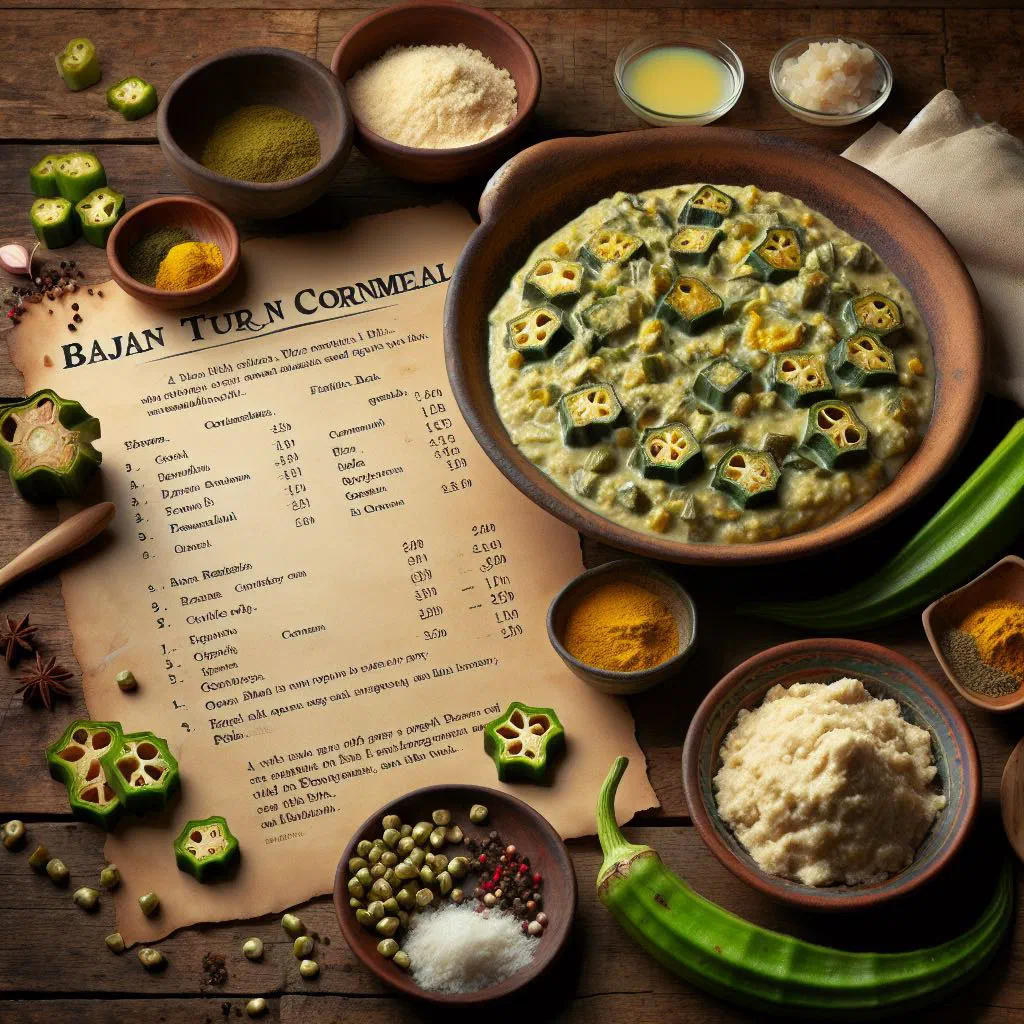 Golden slices of Bajan turn cornmeal garnished with fresh herbs
