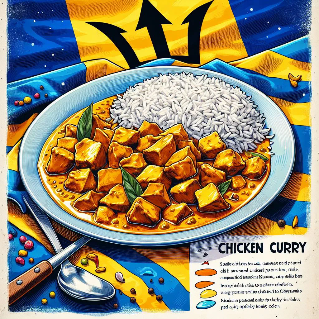 Barbadian chicken curry in coconut sauce garnished with fresh coriander