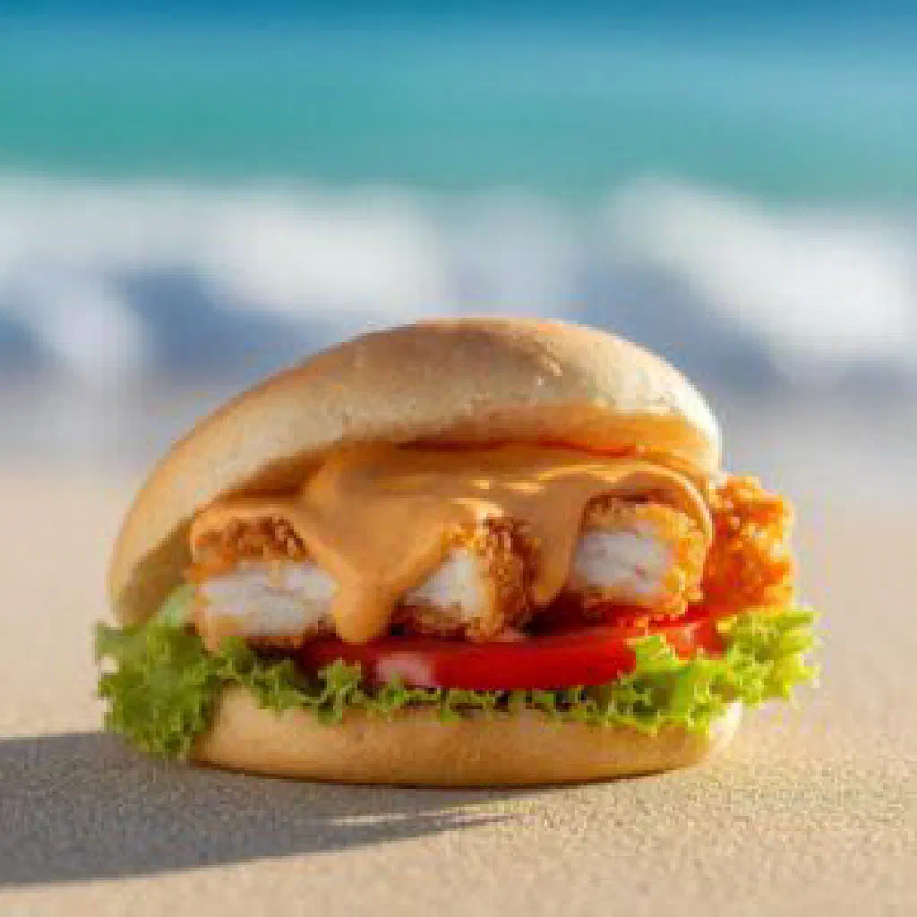 Barbadian fish cutter sandwich with crispy fried fish in a salt bread roll