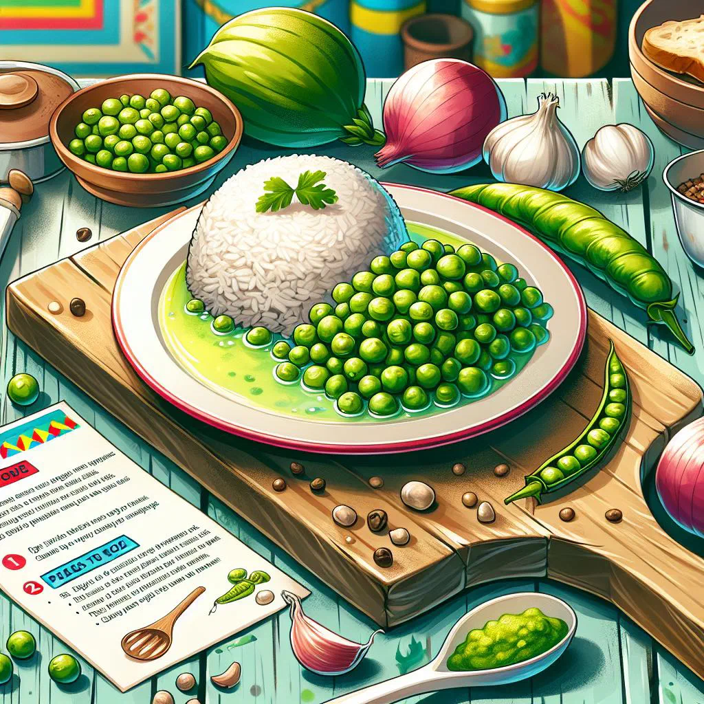 Bowl of gungo peas and rice garnished with fresh herbs