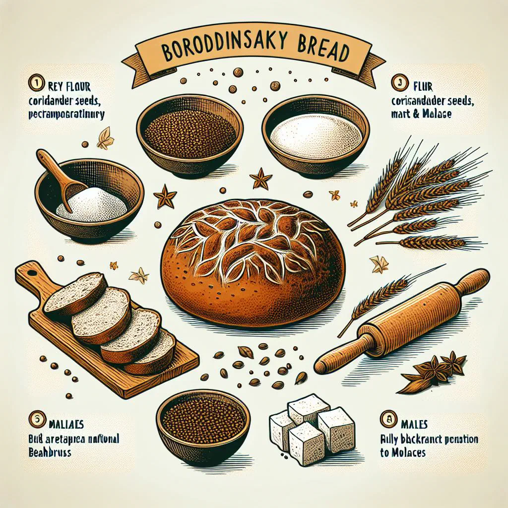 Sliced dark Borodinsky rye bread with a coriander-topped crust