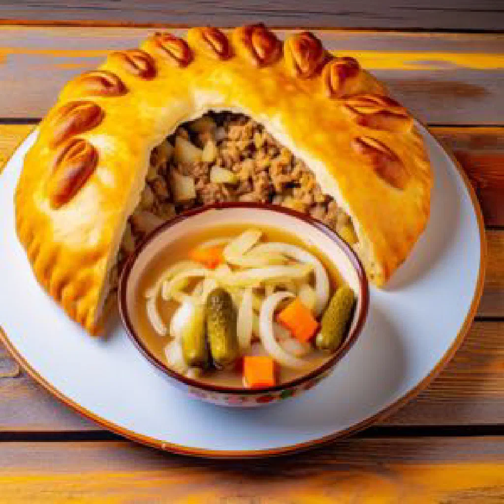 Golden baked rasstegai pastries with an open top, filled with fish and onion