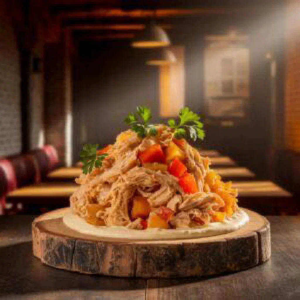 Kipkap with tender chicken, peppers and carrots in a rich broth