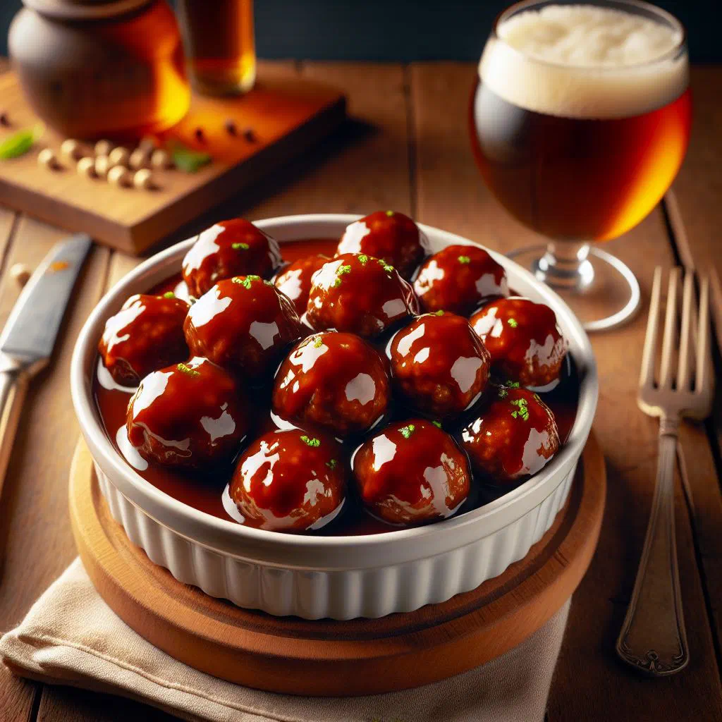 Belgian meatballs in a glossy sweet-and-sour sauce with fresh herbs