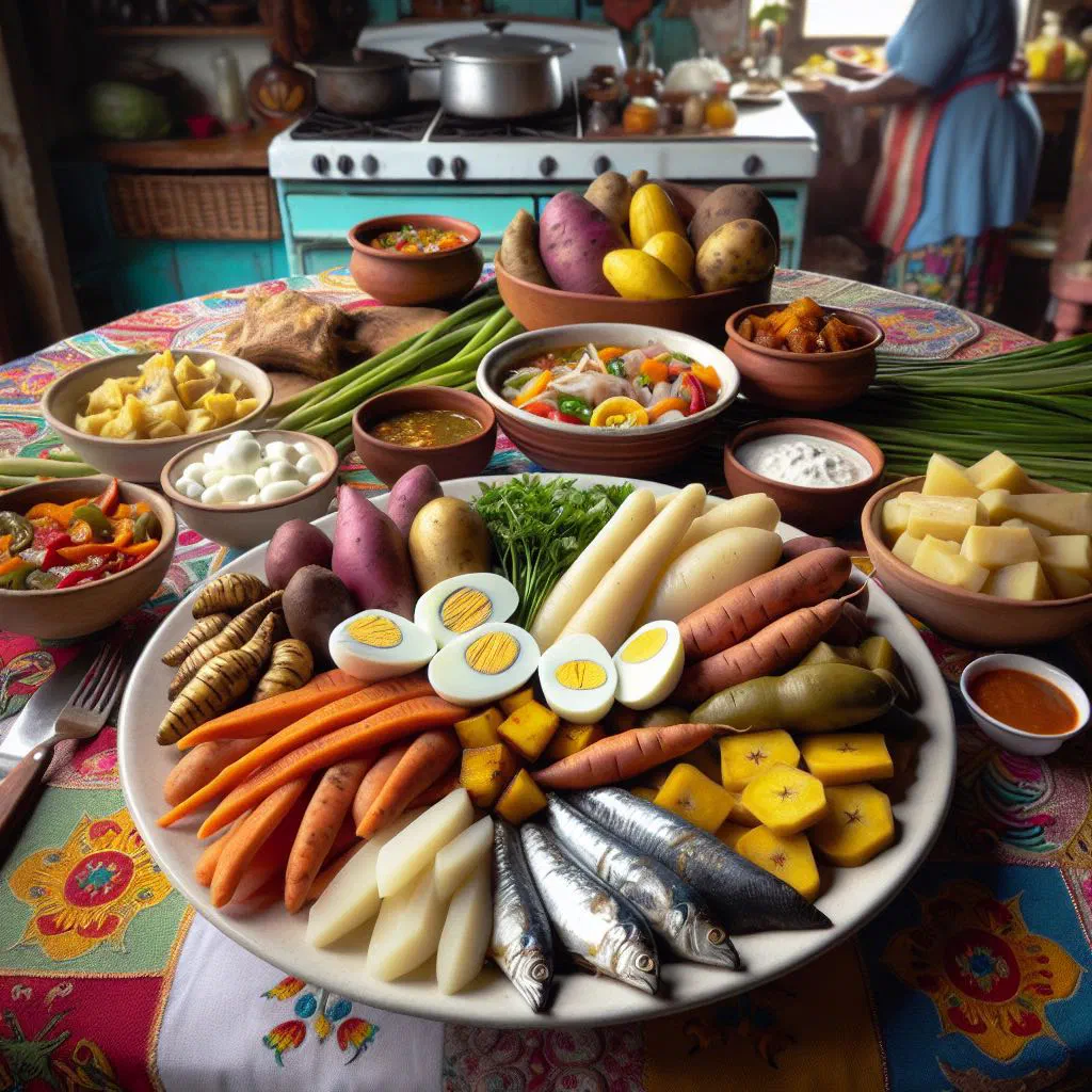 A hearty bowl of Belizean boil up with beans, vegetables and warm corn tortillas
