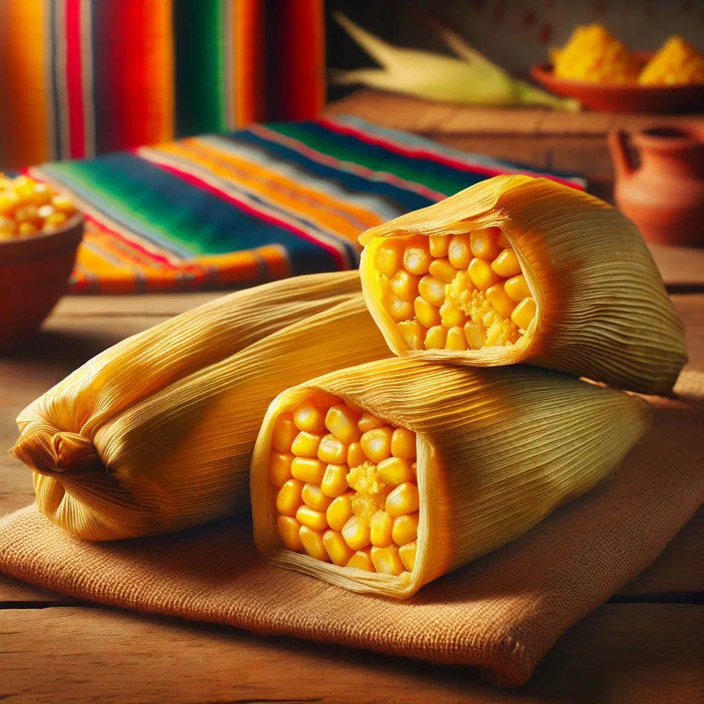 Steamed Belizean bollos de elote corn dumplings on a plate